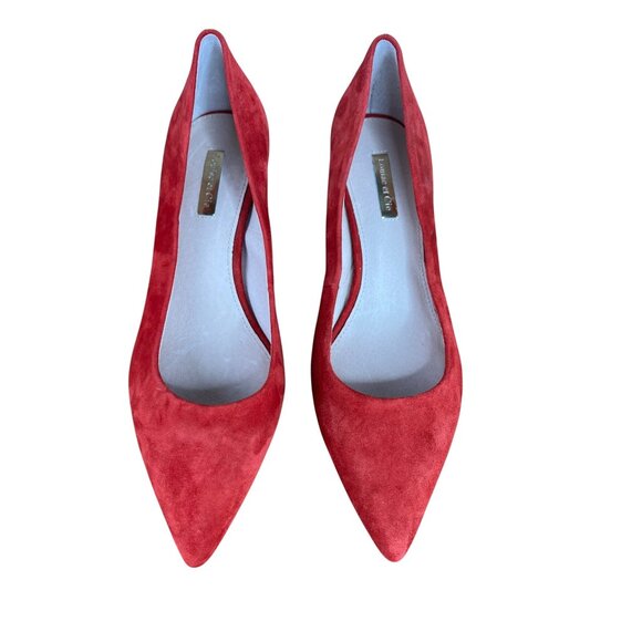 Louise Et Cie Red Suede Pointed Toe Kitten Heels Size 8.5M - Picture 11 of 16